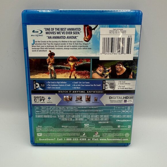 The Croods Blu Ray DVD Digital 3 Disc Dreamworks Animation Family Adventure - Picture 2 of 4